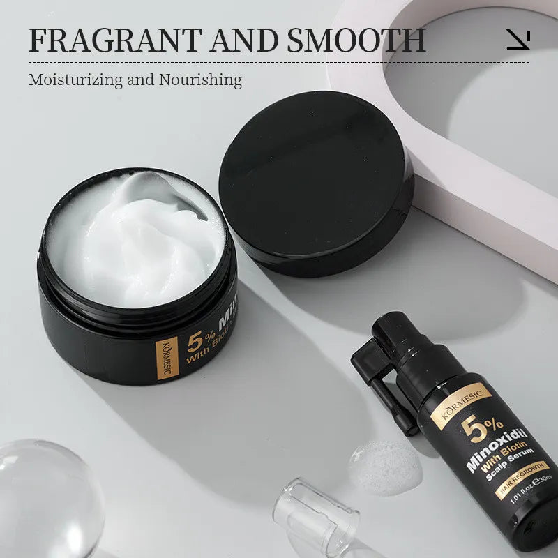 KORMESIC Minoxidil 5% with Biotin Scalp Serum & Massage Cream Set