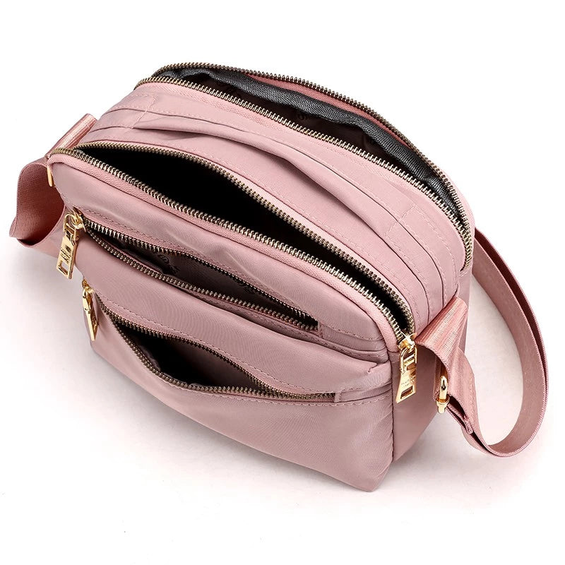 Multi Pocket Waterproof Nylon Messenger Crossbody Bag