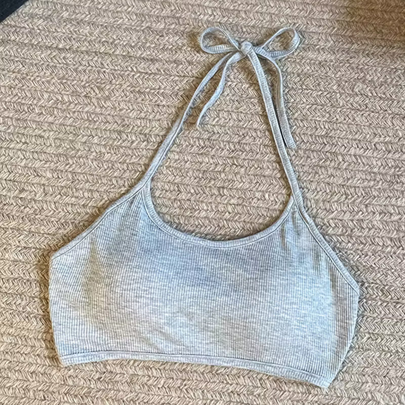 Tie-up Halter Neck Bralette with Chest Pads