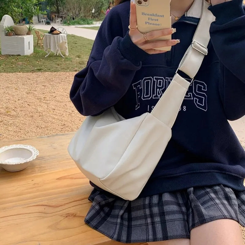 Minimalist Soft Leather Wide Strap Shoulder Bag