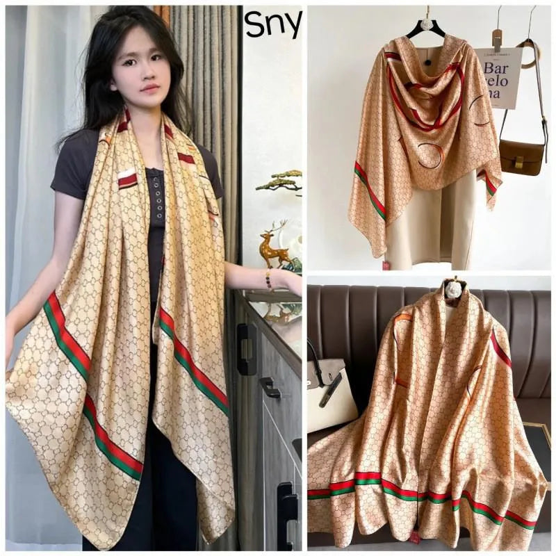 Long Printed Fashion Silk Scarf