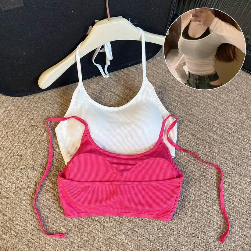 Tie-up Halter Neck Bralette with Chest Pads