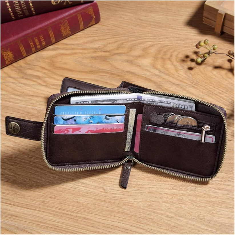 Men's Vintage Leather Bi-Fold Wallet