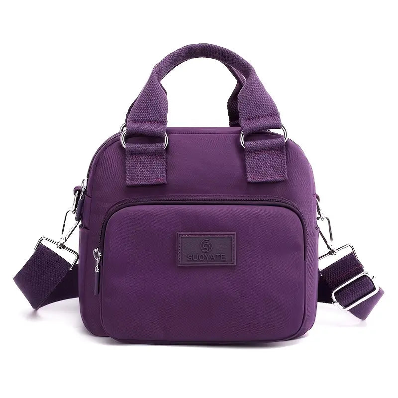 Multicompartment Nylon Crossbody Bag with Adjustable Strap