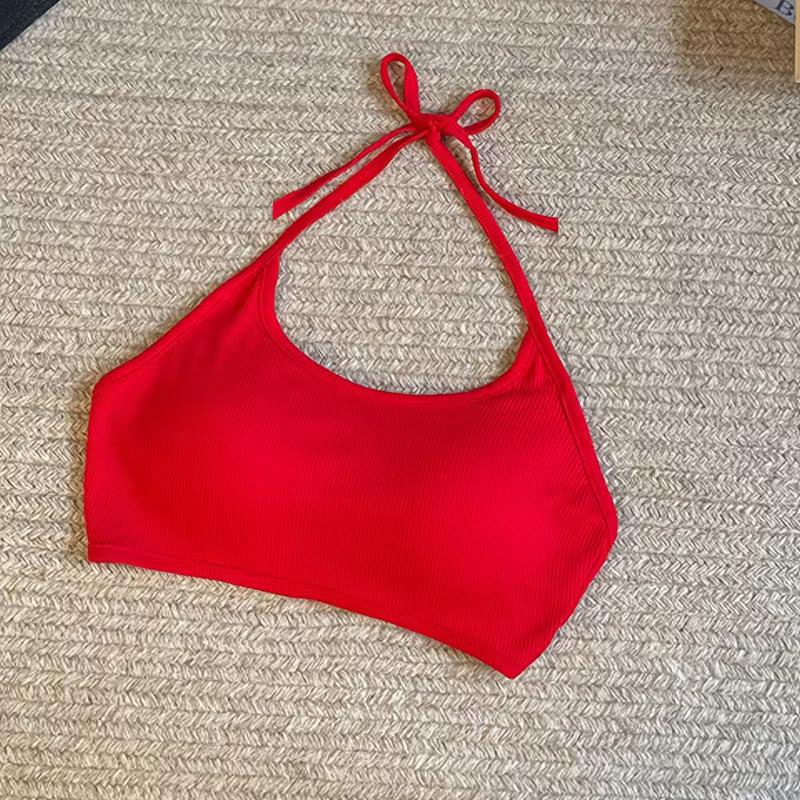Tie-up Halter Neck Bralette with Chest Pads