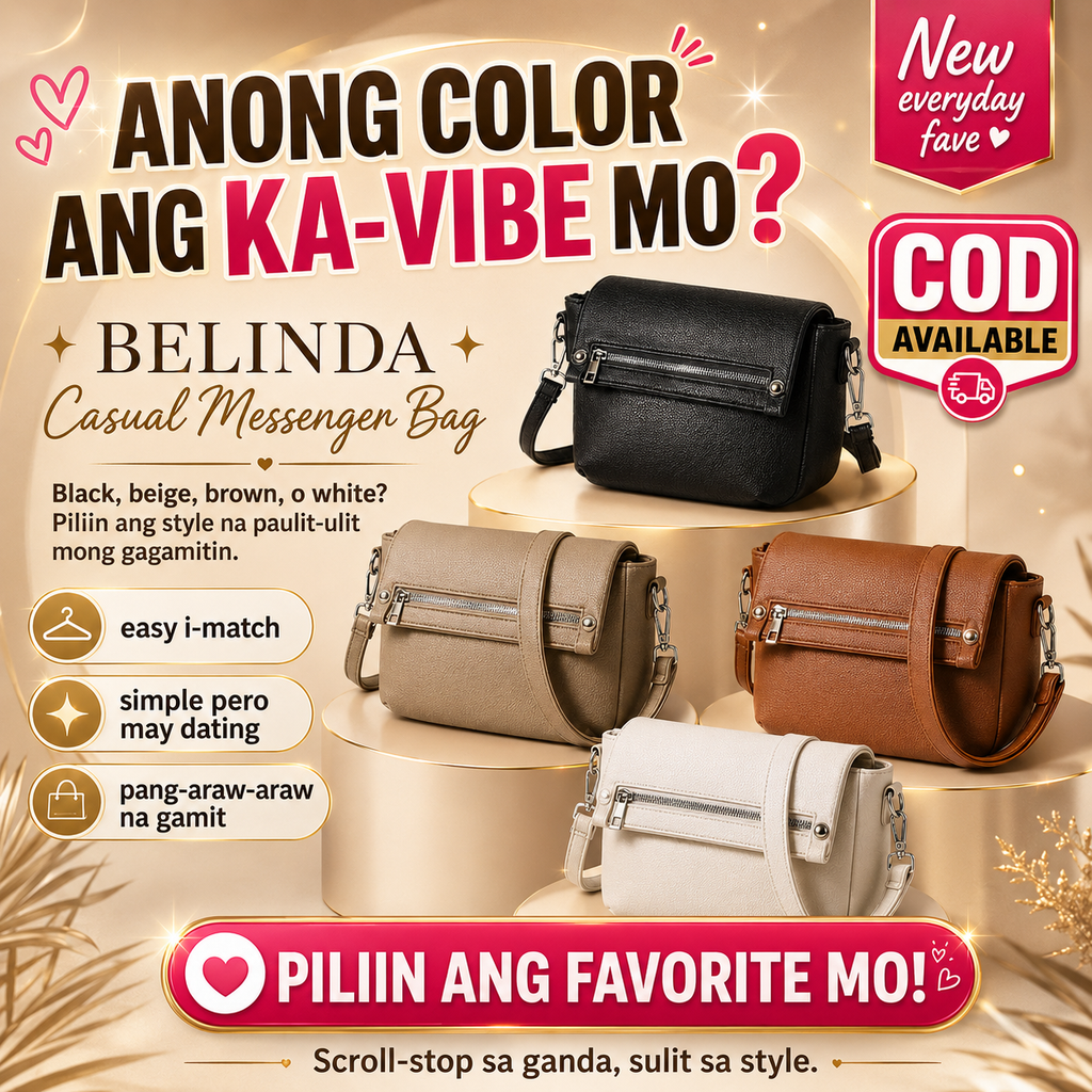 BELINDA Casual Messenger Bag with Zipper Accent Flap