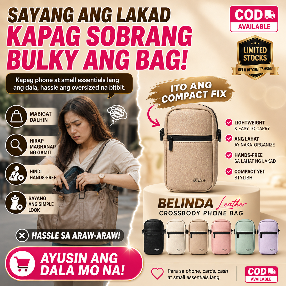 BELINDA Leather Crossbody Phone Bag