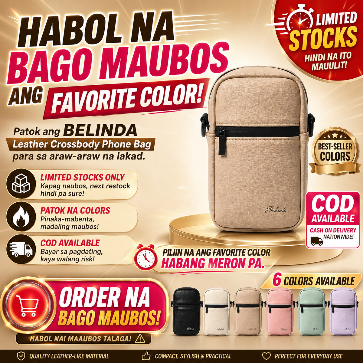 BELINDA Leather Crossbody Phone Bag