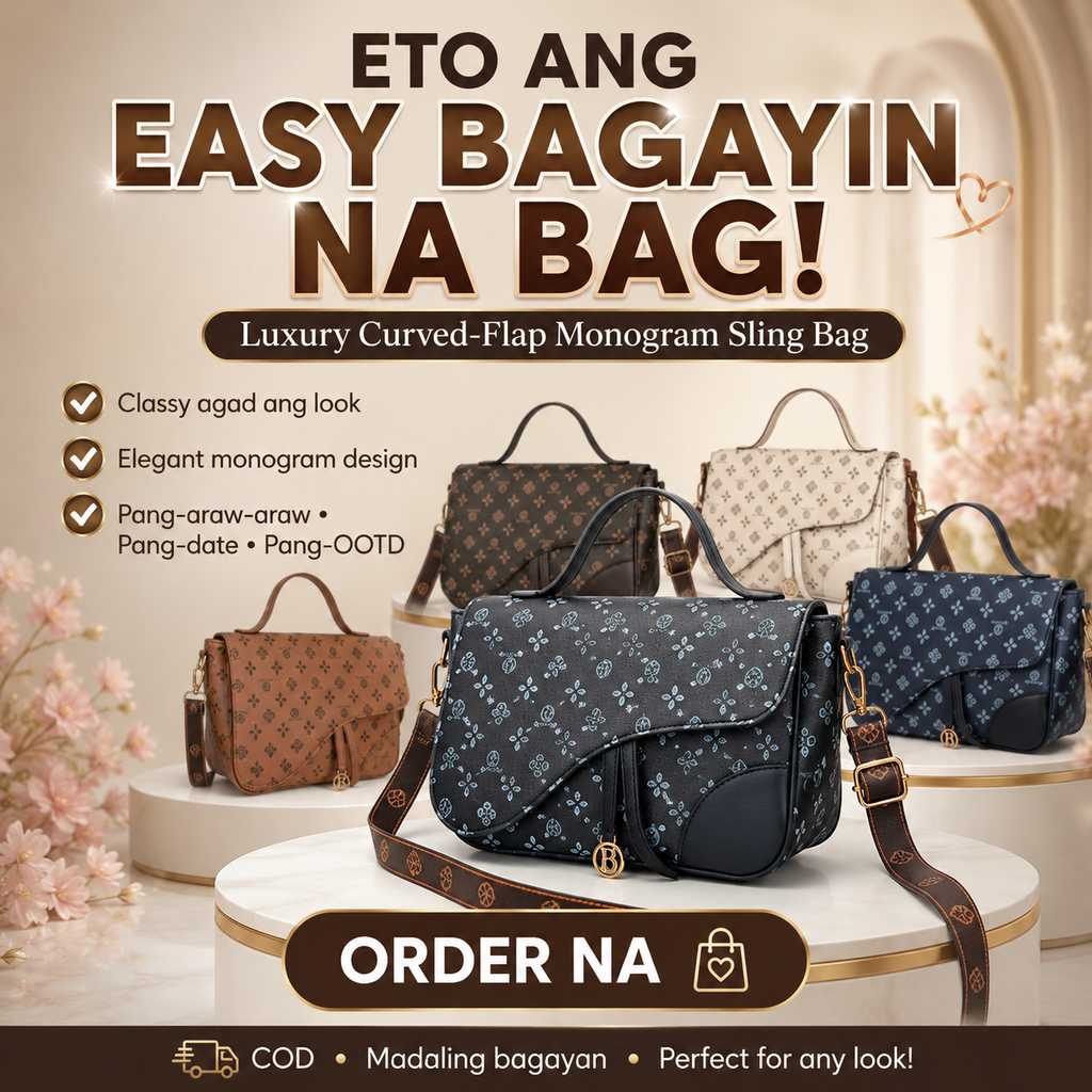 Luxury Curved-Flap Monogram Sling Bag