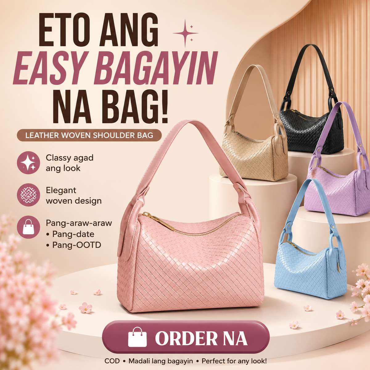 Leather Woven Shoulder Bag