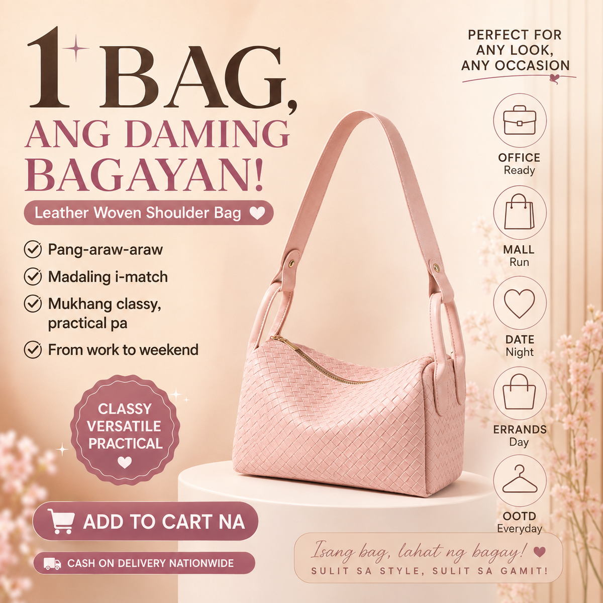 Leather Woven Shoulder Bag
