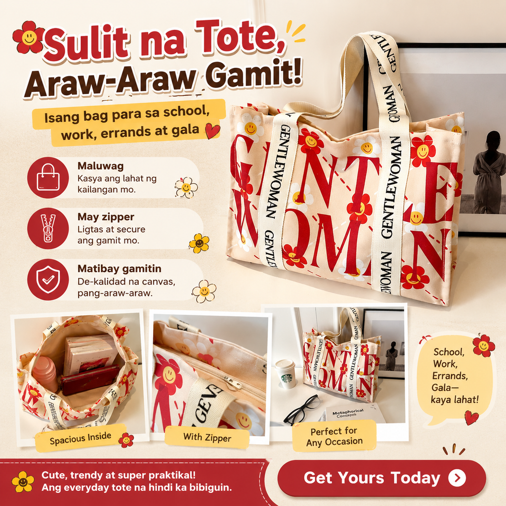 GM Canvas Tote Bag with Zipper