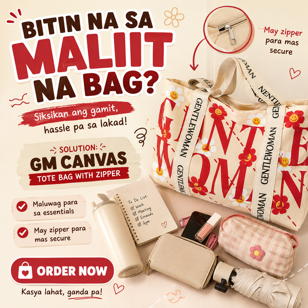 GM Canvas Tote Bag with Zipper