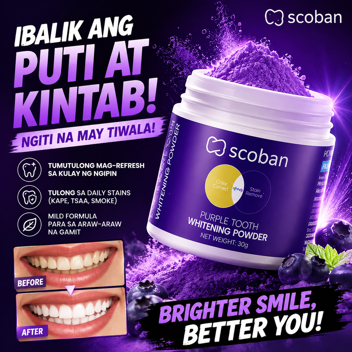 SCOBAN Purple Tooth Whitening Powder