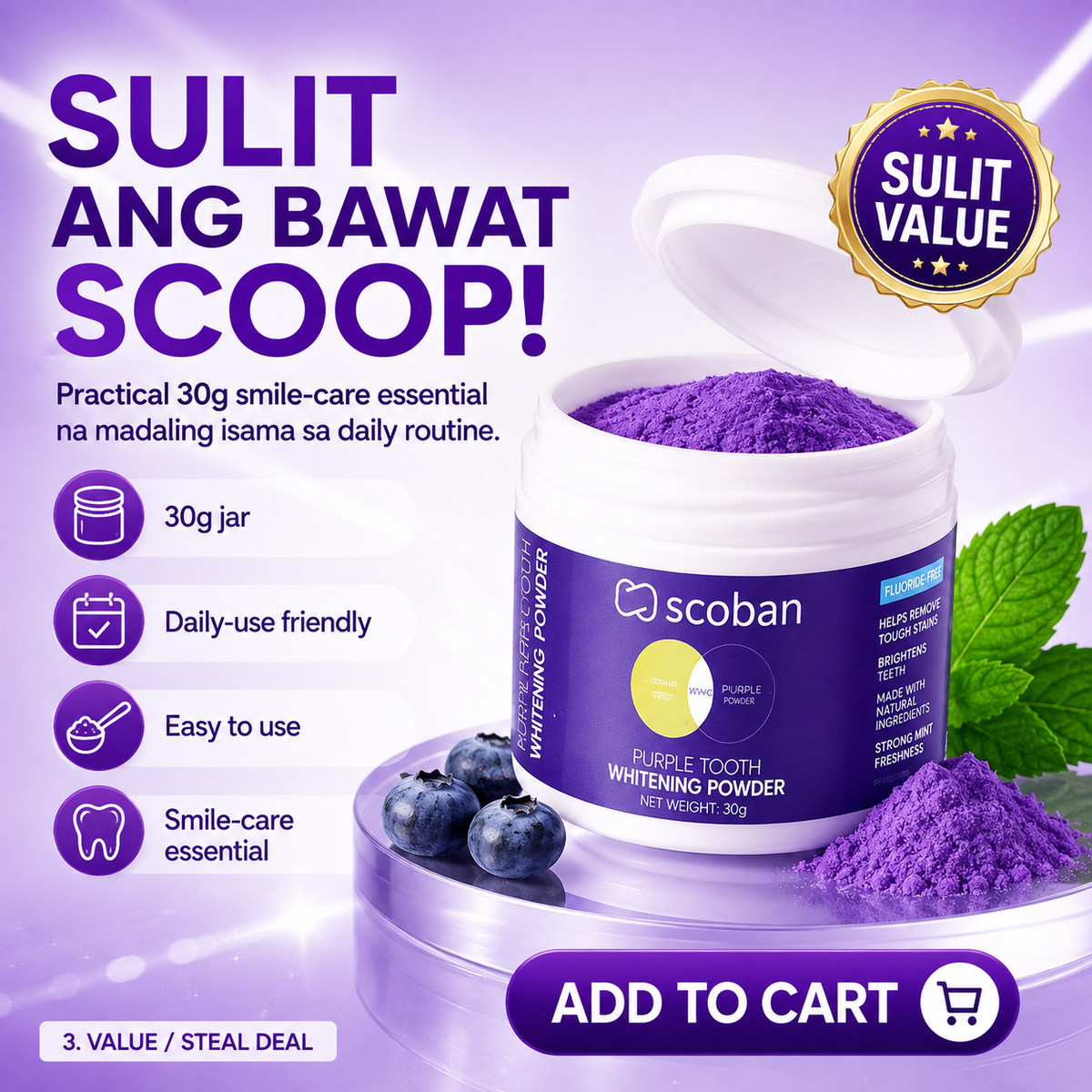 SCOBAN Purple Tooth Whitening Powder