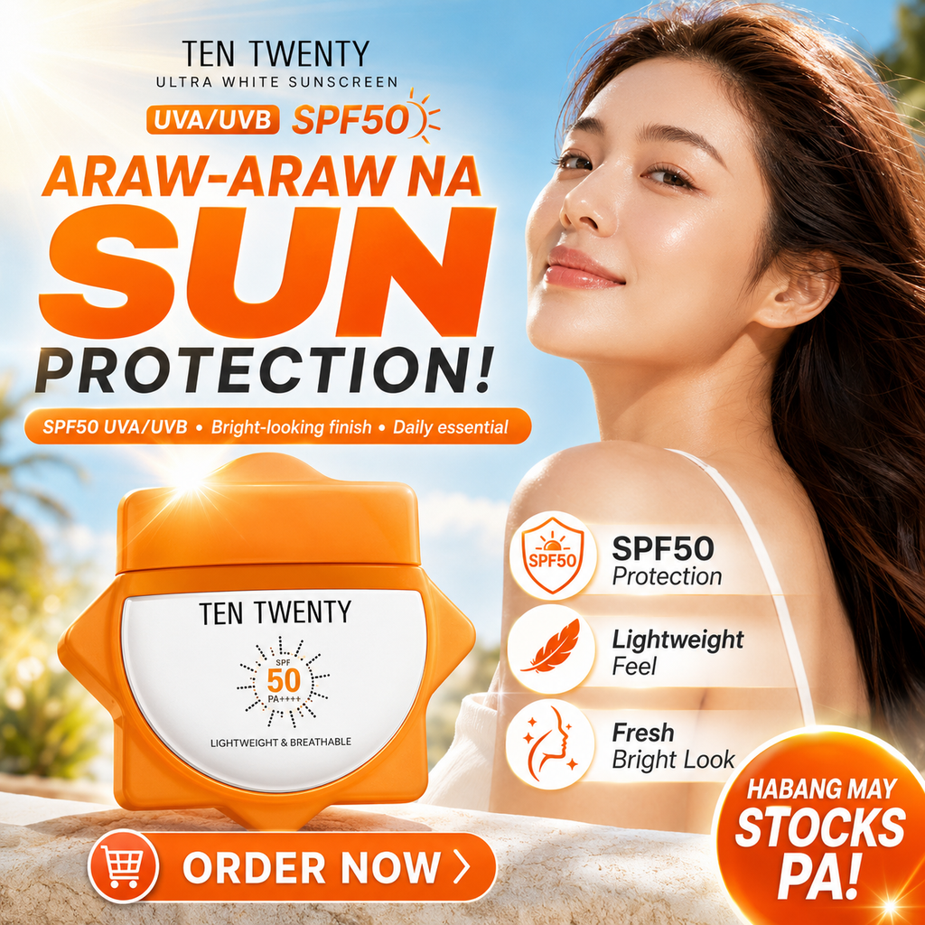 TEN TWENTY Ultra White Sunscreen UVA/UVB SPF50 Brightening Whitening Sun Screen