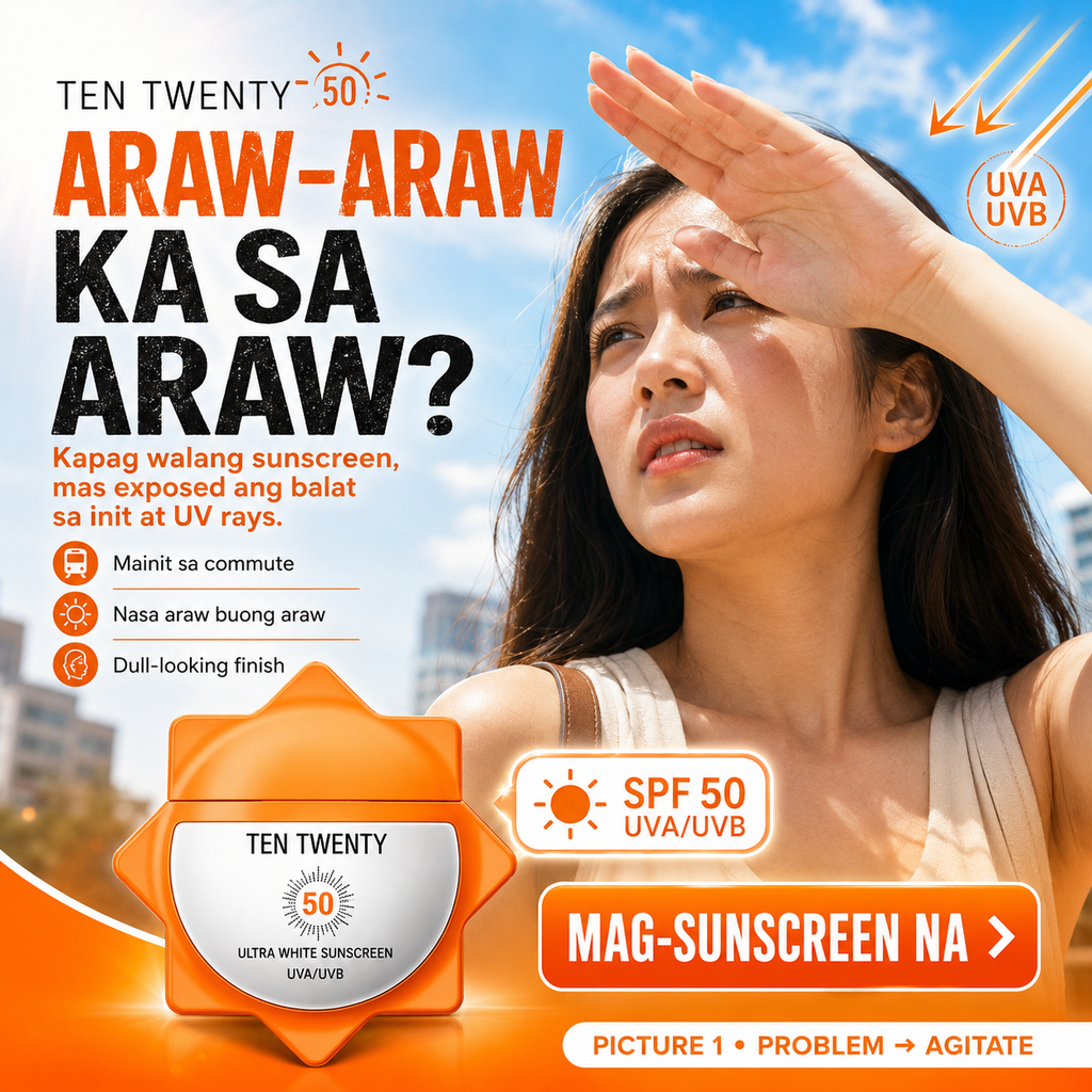 TEN TWENTY Ultra White Sunscreen UVA/UVB SPF50 Brightening Whitening Sun Screen