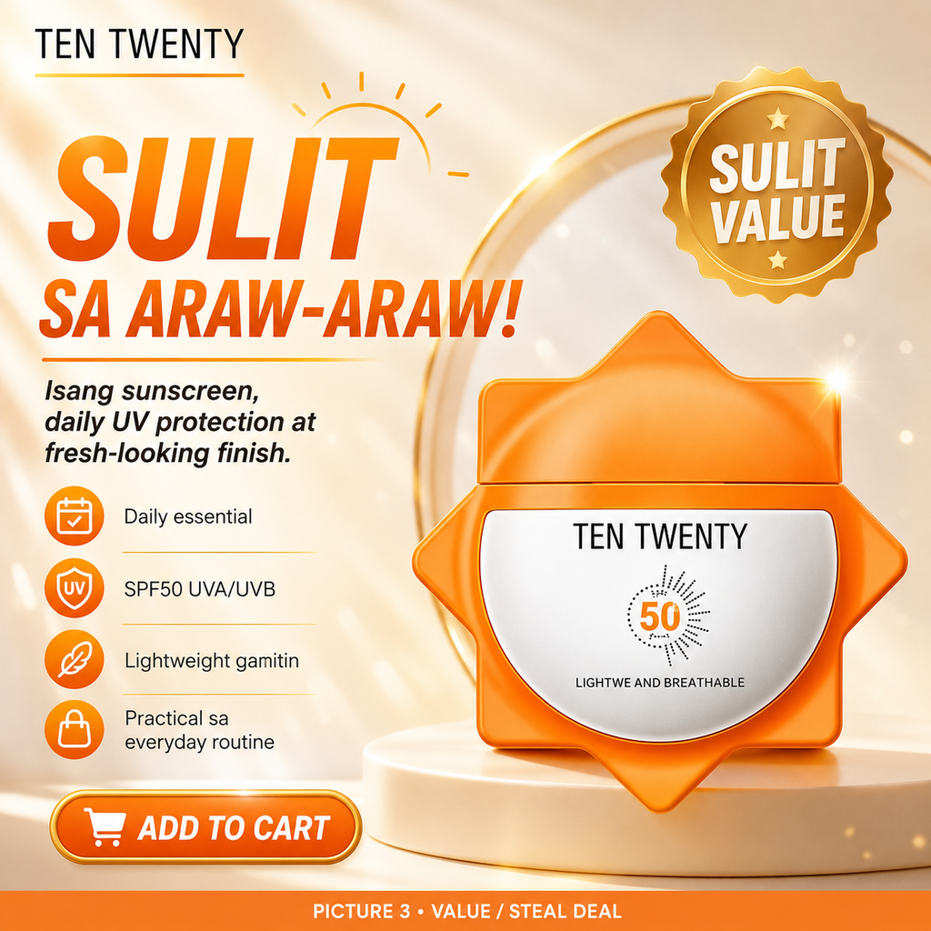 TEN TWENTY Ultra White Sunscreen UVA/UVB SPF50 Brightening Whitening Sun Screen