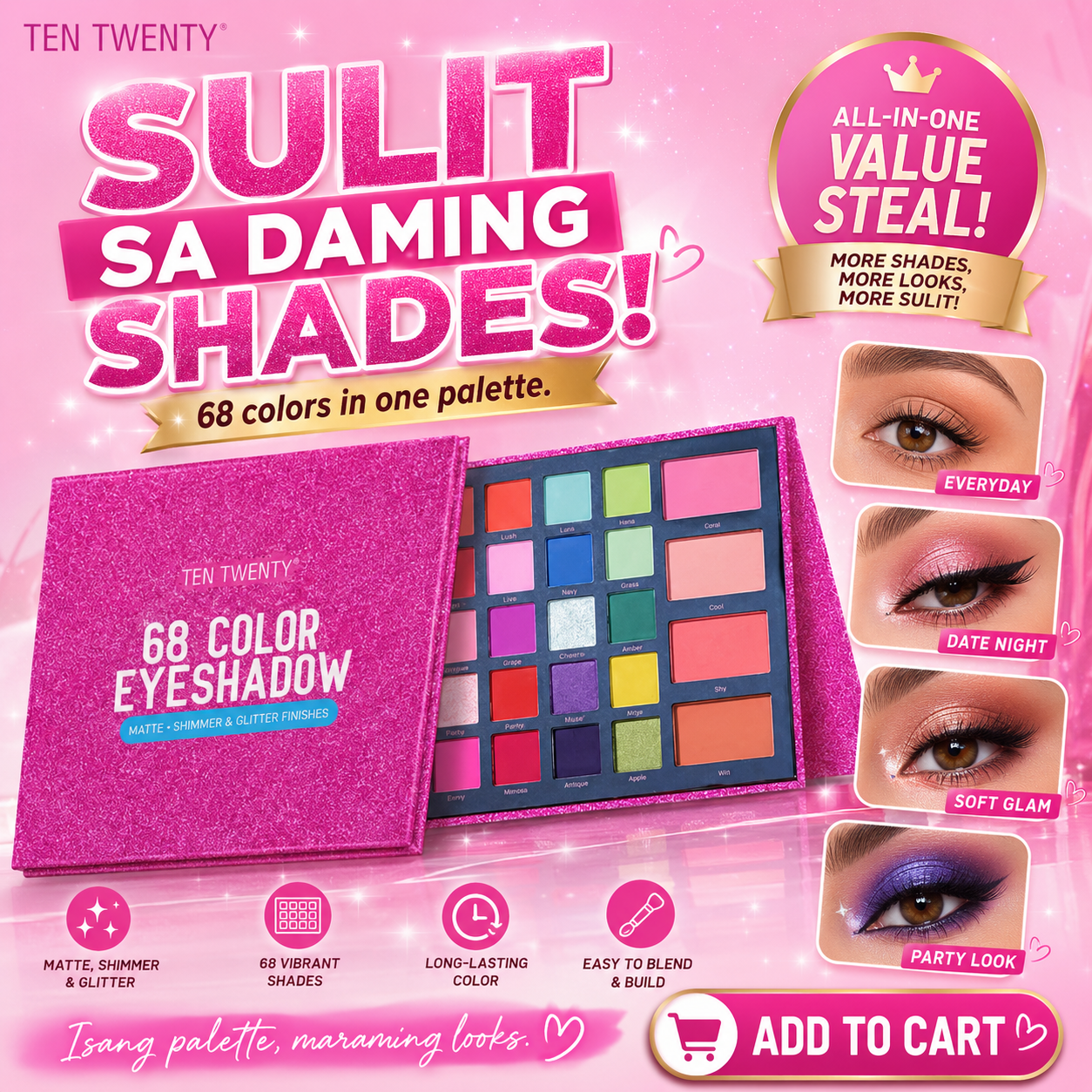 TEN TWENTY 68 Color Eyeshadow Palette