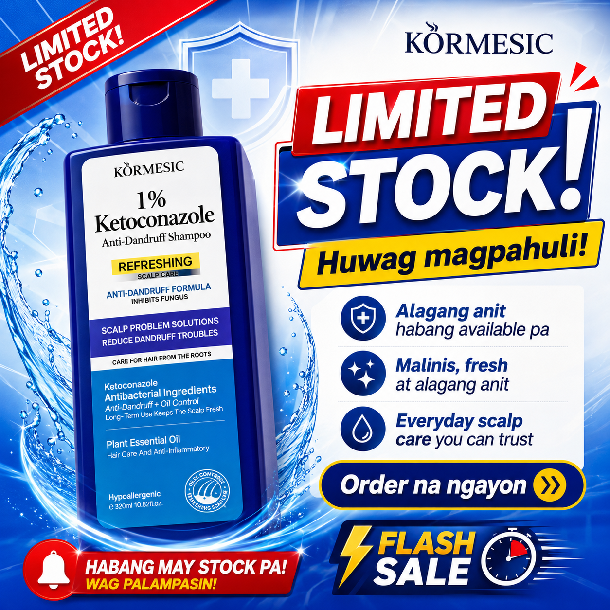 KORMESIC Anti-Dandruff Ketoconazole Shampoo for Scalp Treatment and Oil Control