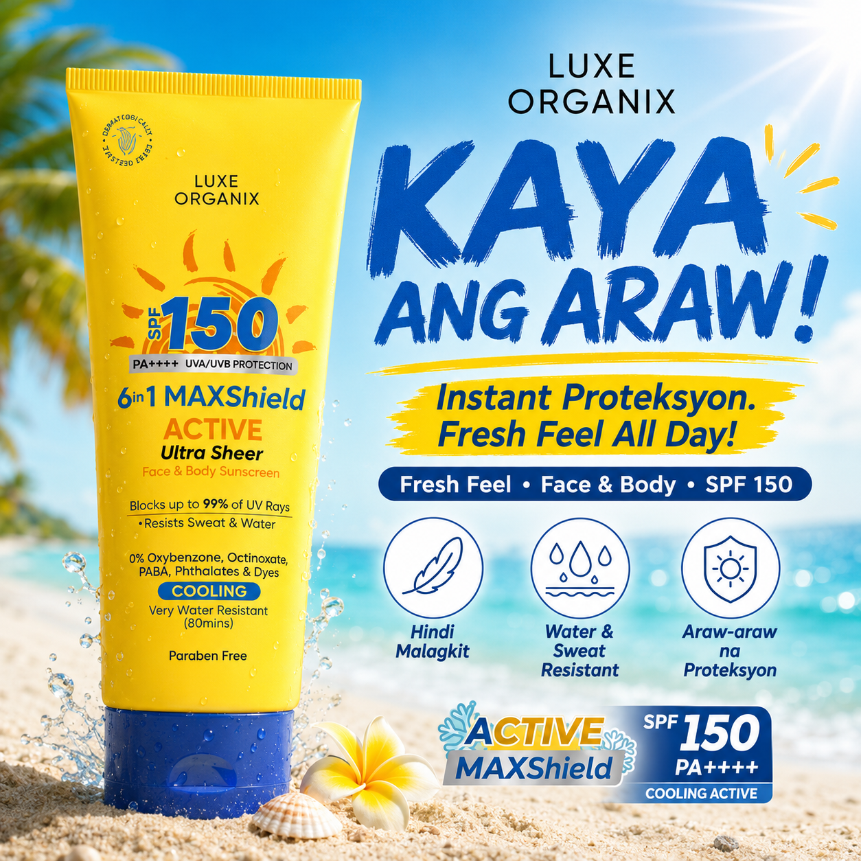 Luxe Organix SPF 150 MAXShield Ultra Protection Sunscreen For Face & Body 100ml