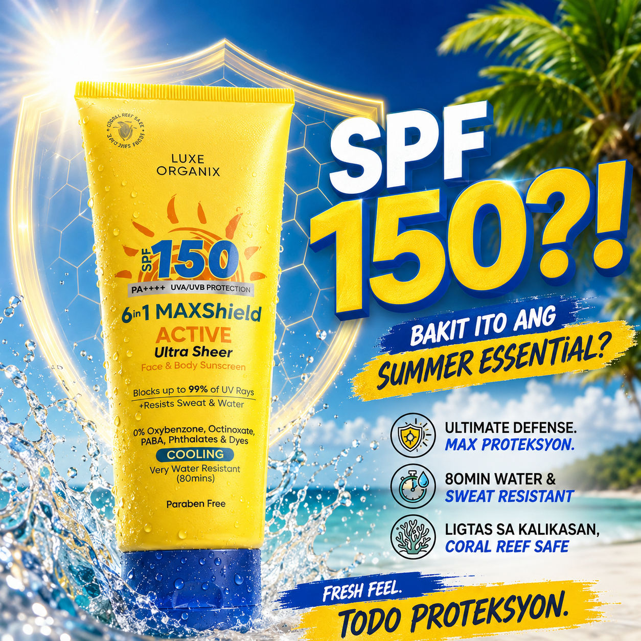 Luxe Organix SPF 150 MAXShield Ultra Protection Sunscreen For Face & Body 100ml