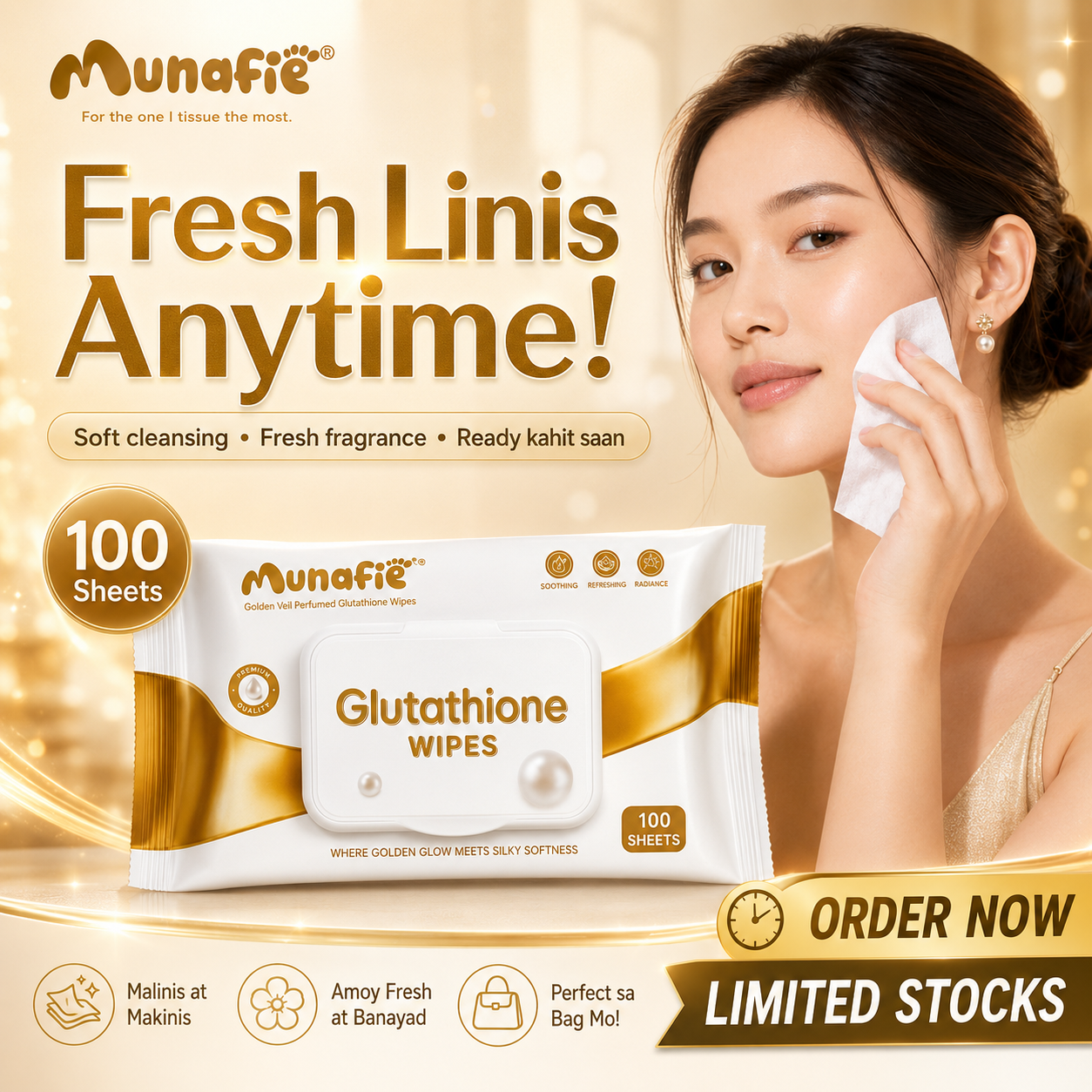 MUNAFIE Glutathione Wet Wipes 100sheets
