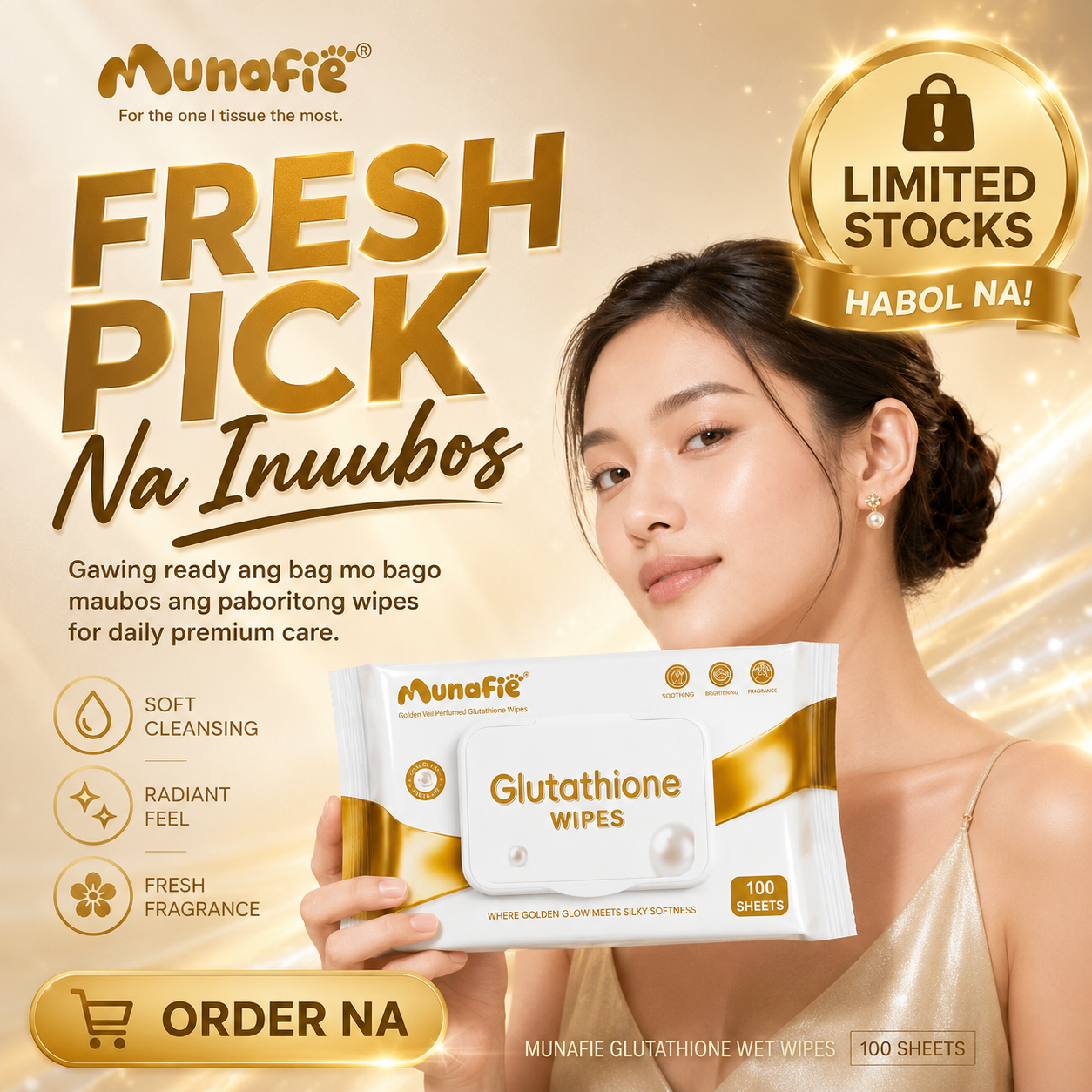 MUNAFIE Glutathione Wet Wipes 100sheets