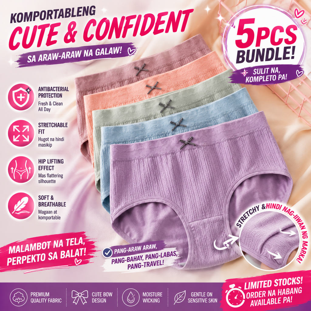 5PCS Antibacterial Hip Lifting Stretch Panty Bow Design