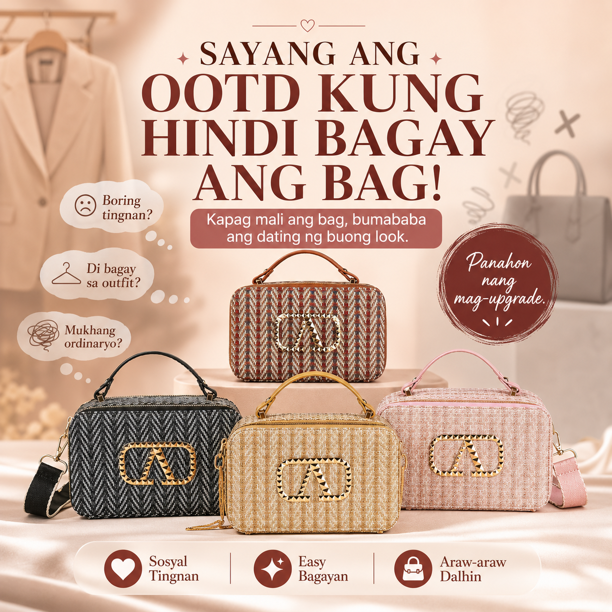 BELINDA Tweed Top Handle Crossbody Bag