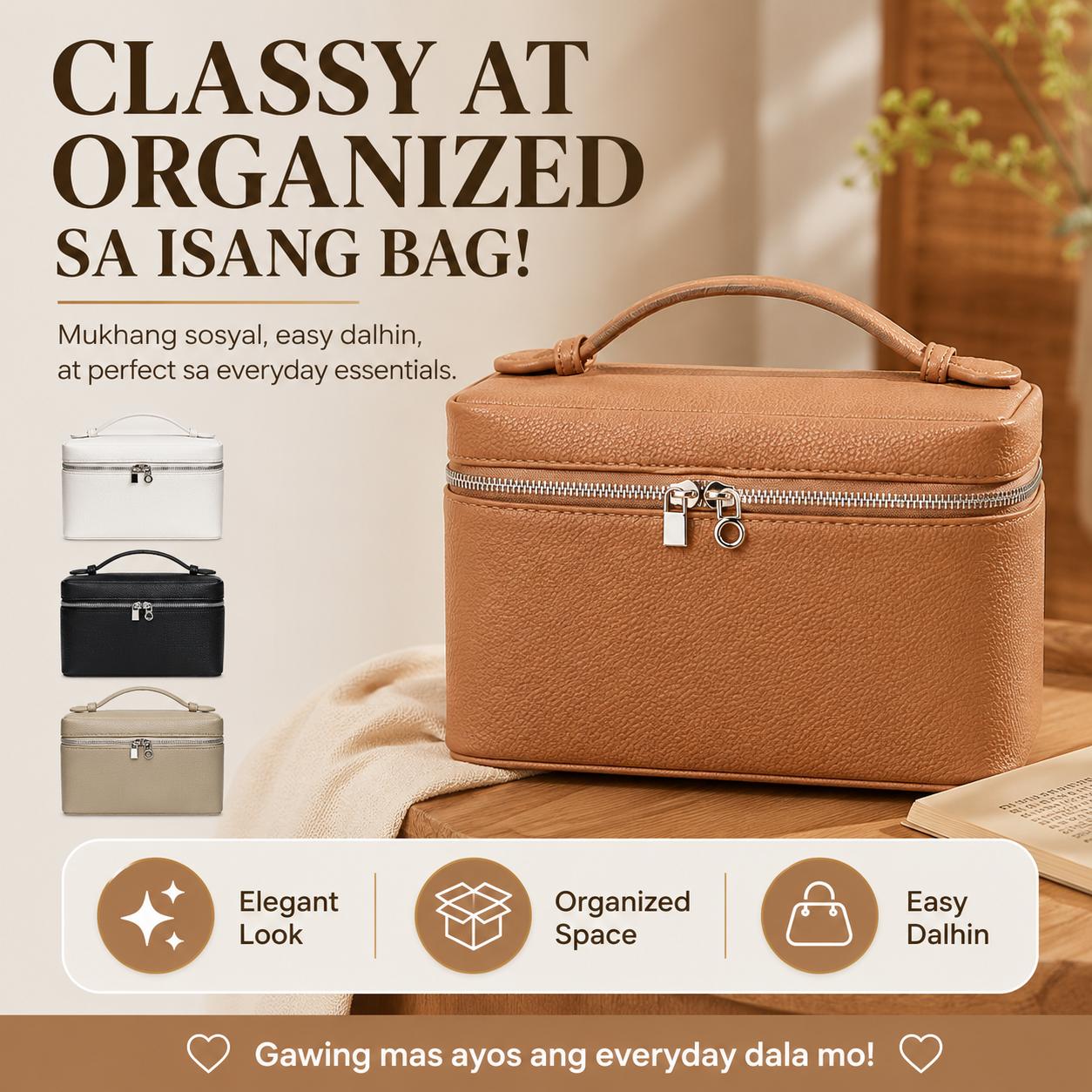Leather Lunch Box Style Bag