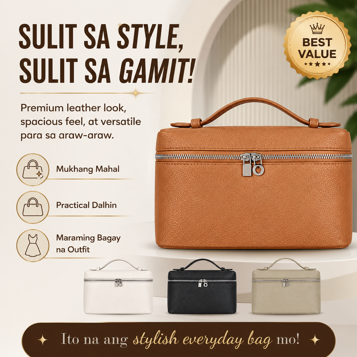 Leather Lunch Box Style Bag