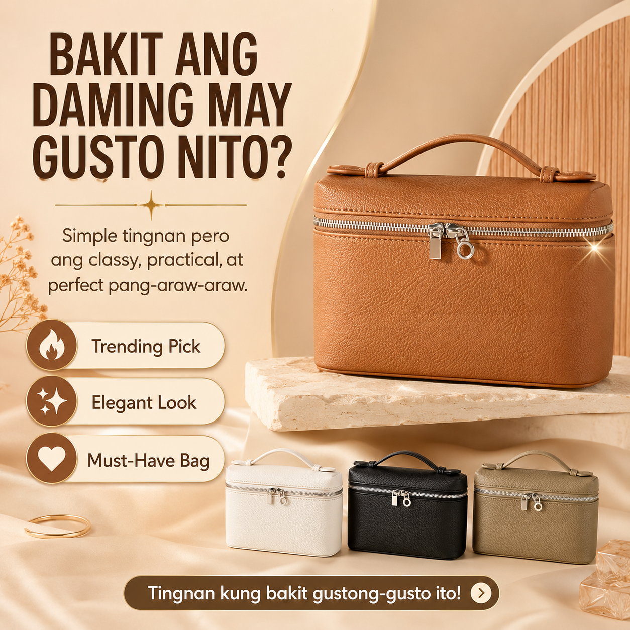 Leather Lunch Box Style Bag