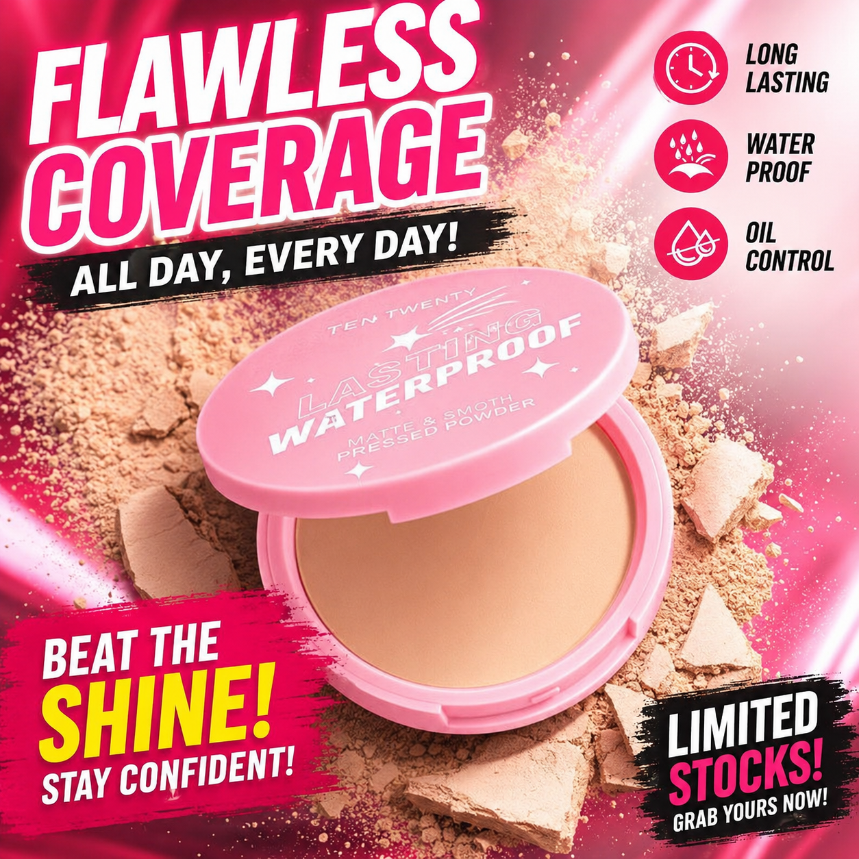 TEN TWENTY Oil Control Waterproof Matte Face Powder