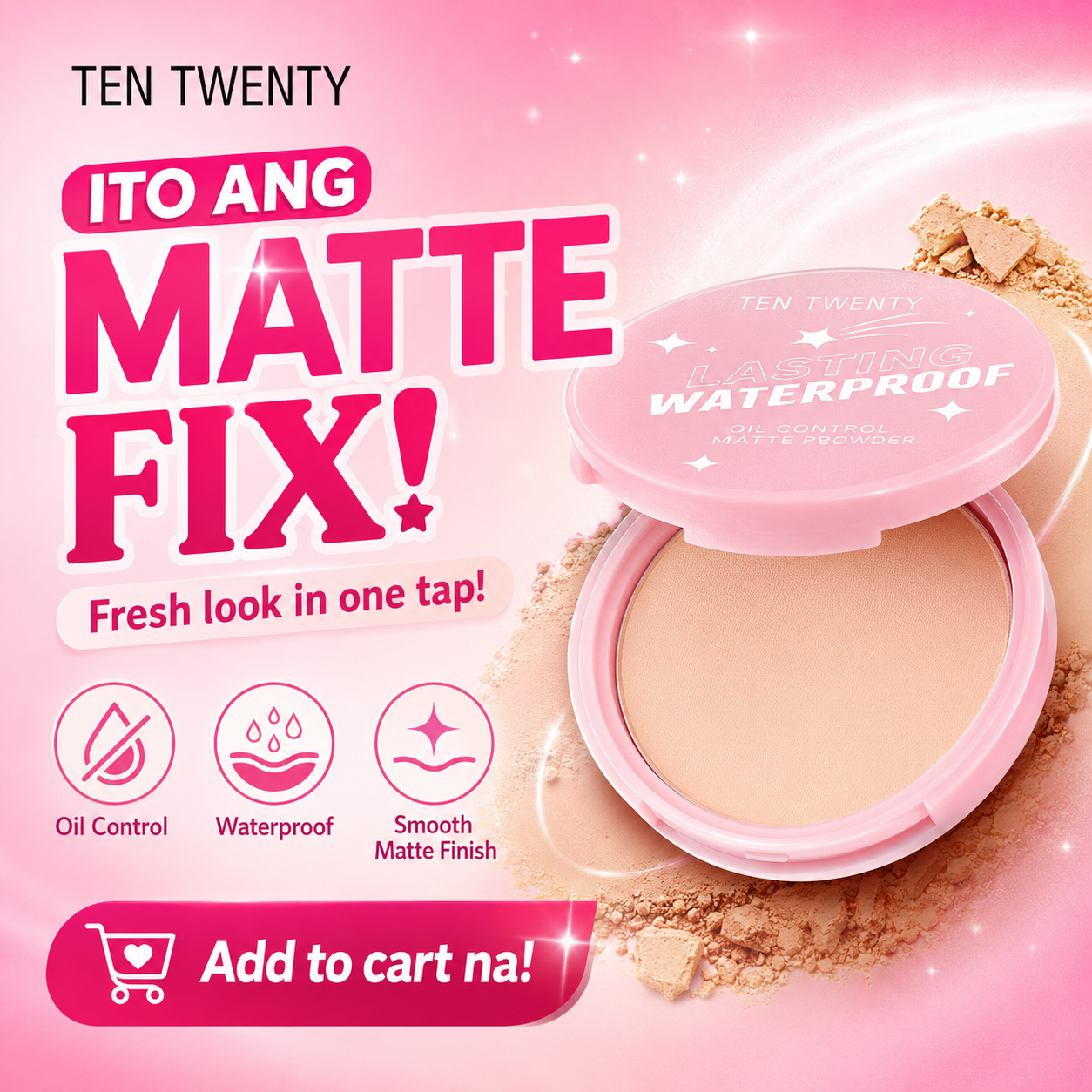 TEN TWENTY Oil Control Waterproof Matte Face Powder