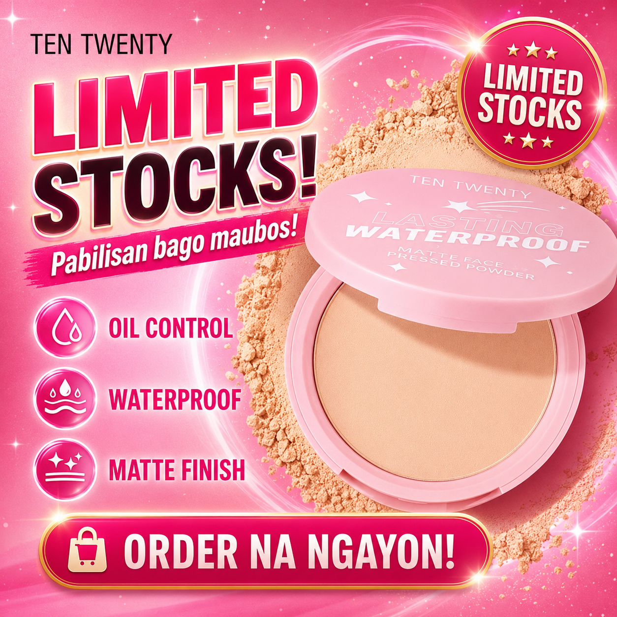 TEN TWENTY Oil Control Waterproof Matte Face Powder