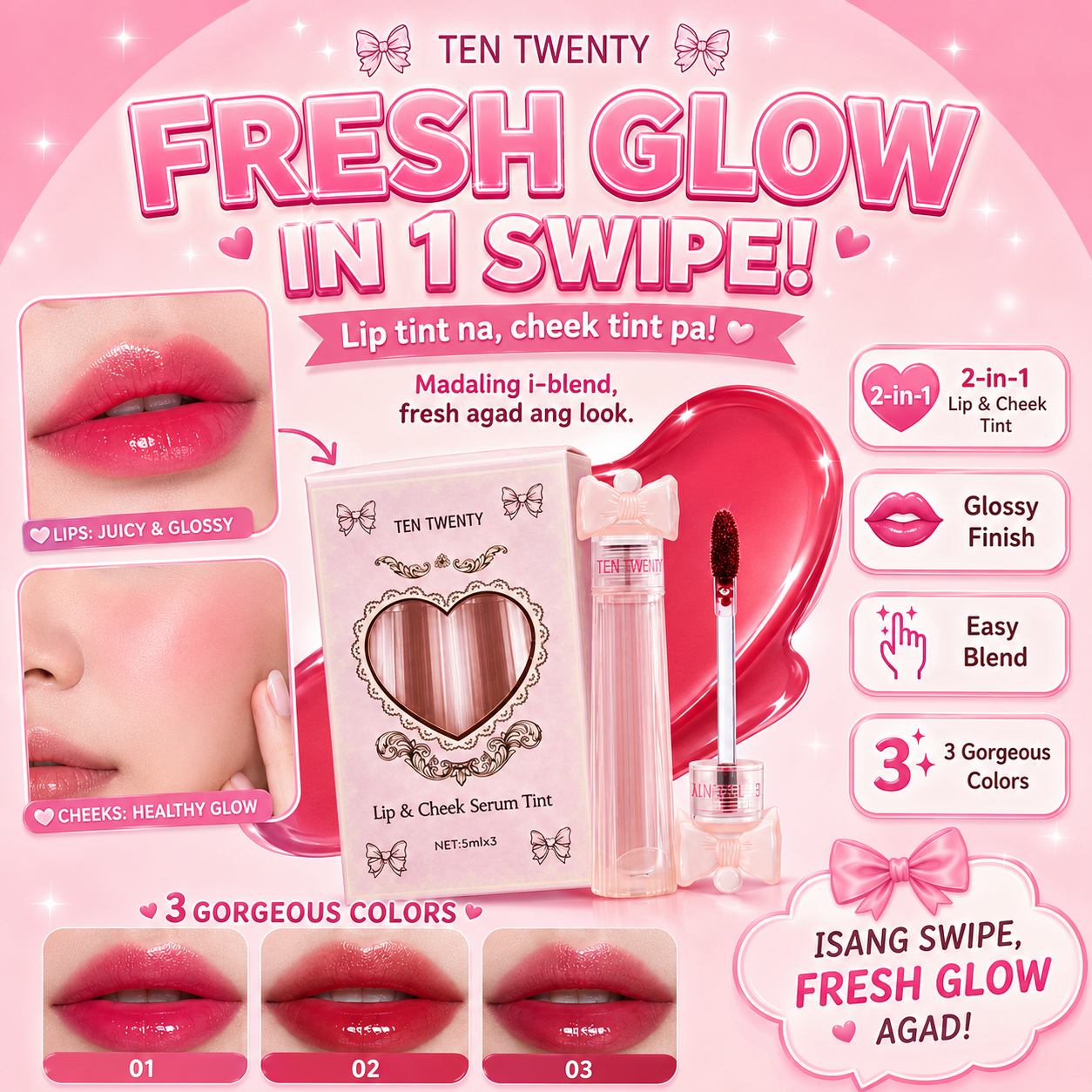 TEN TWENTY Cheek & Lip Serum Tint