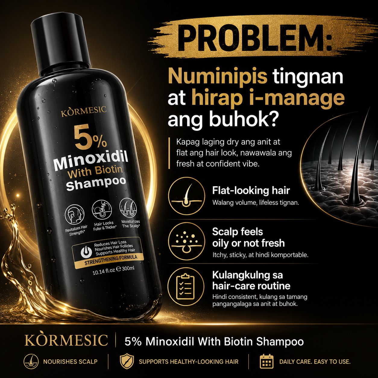 KORMESIC 5% Minoxidil with Biotin Shampoo & Conditioner