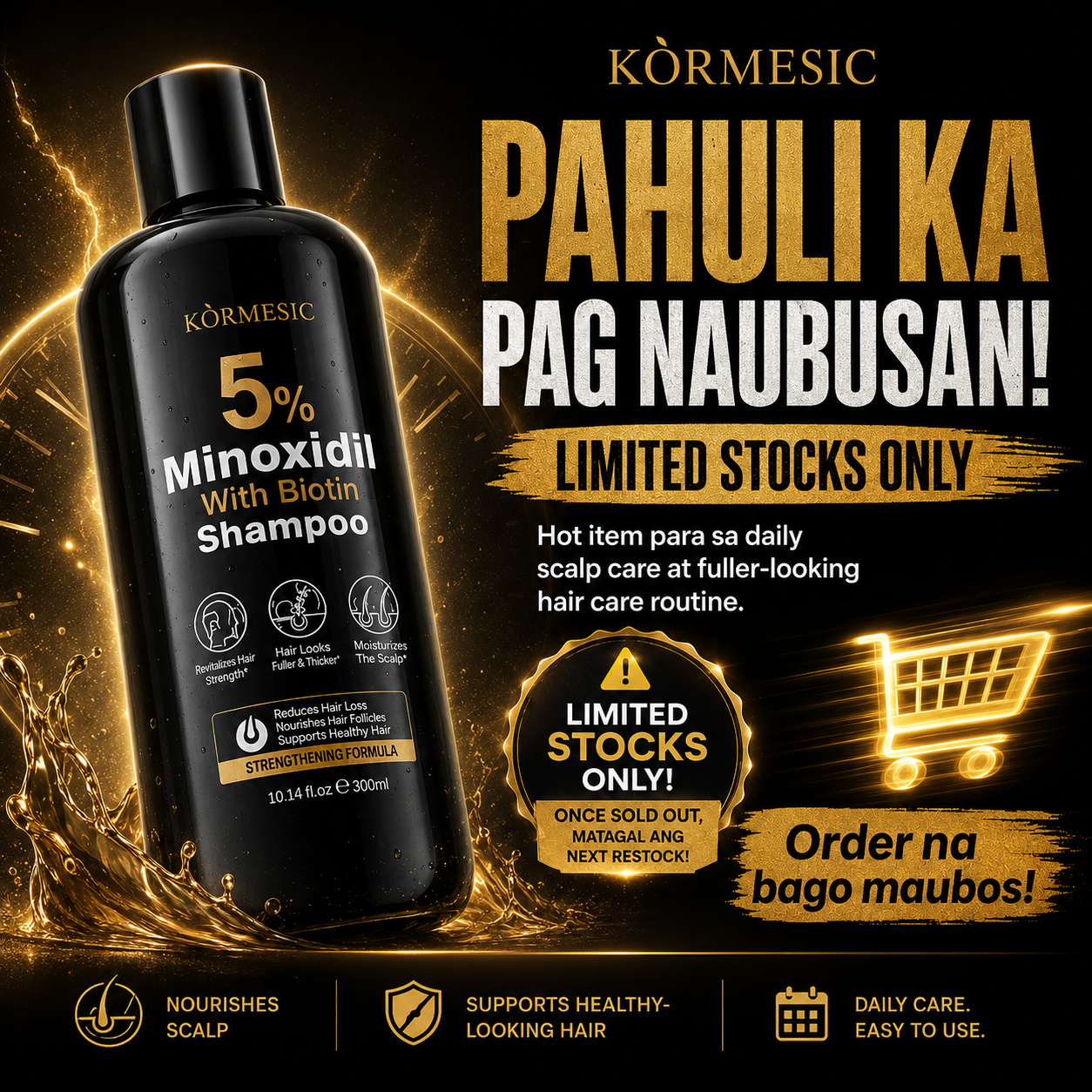 KORMESIC 5% Minoxidil with Biotin Shampoo & Conditioner