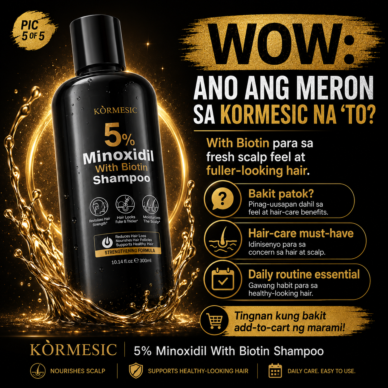 KORMESIC 5% Minoxidil with Biotin Shampoo & Conditioner