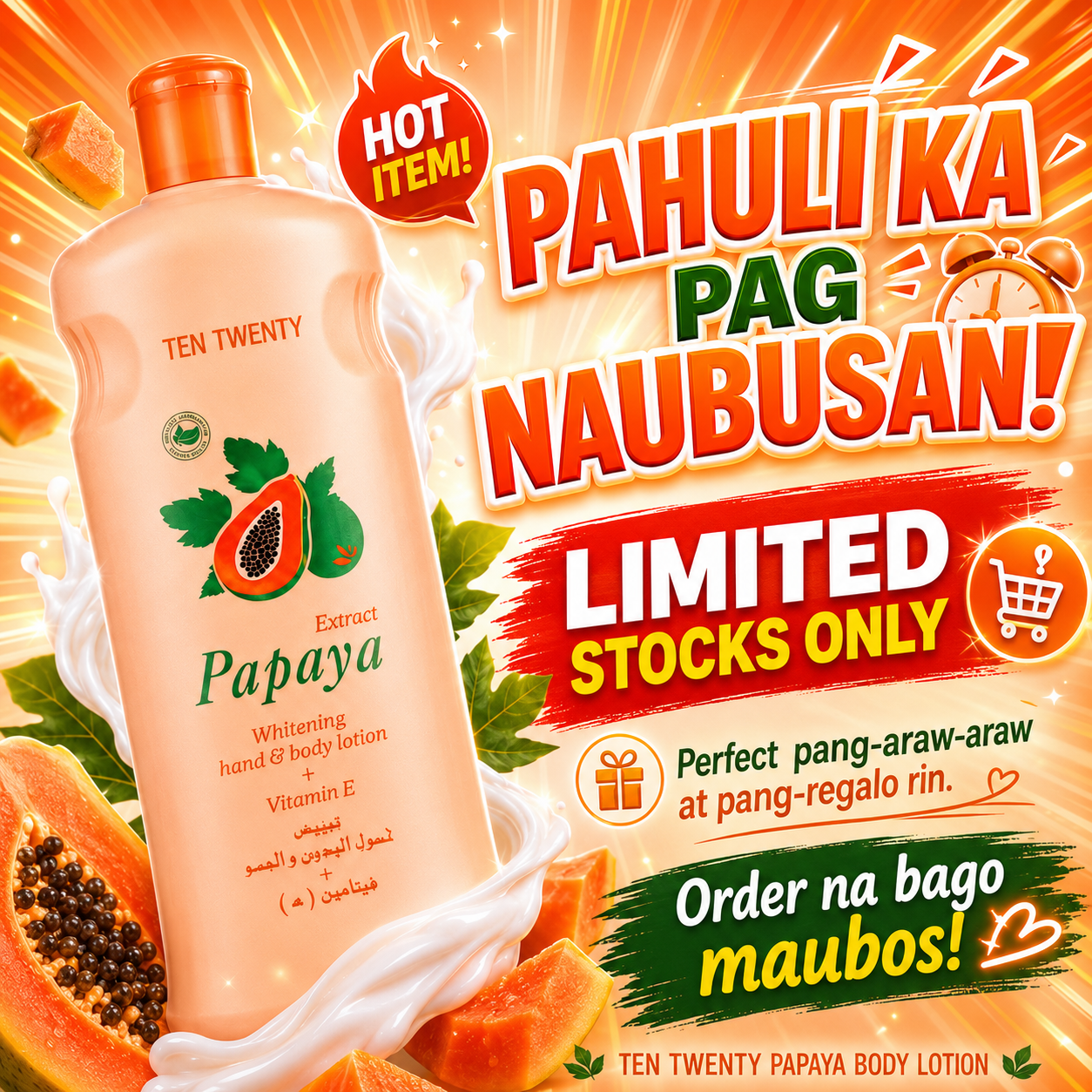 TEN TWENTY Papaya Whitening Body Lotion + Vitamin E