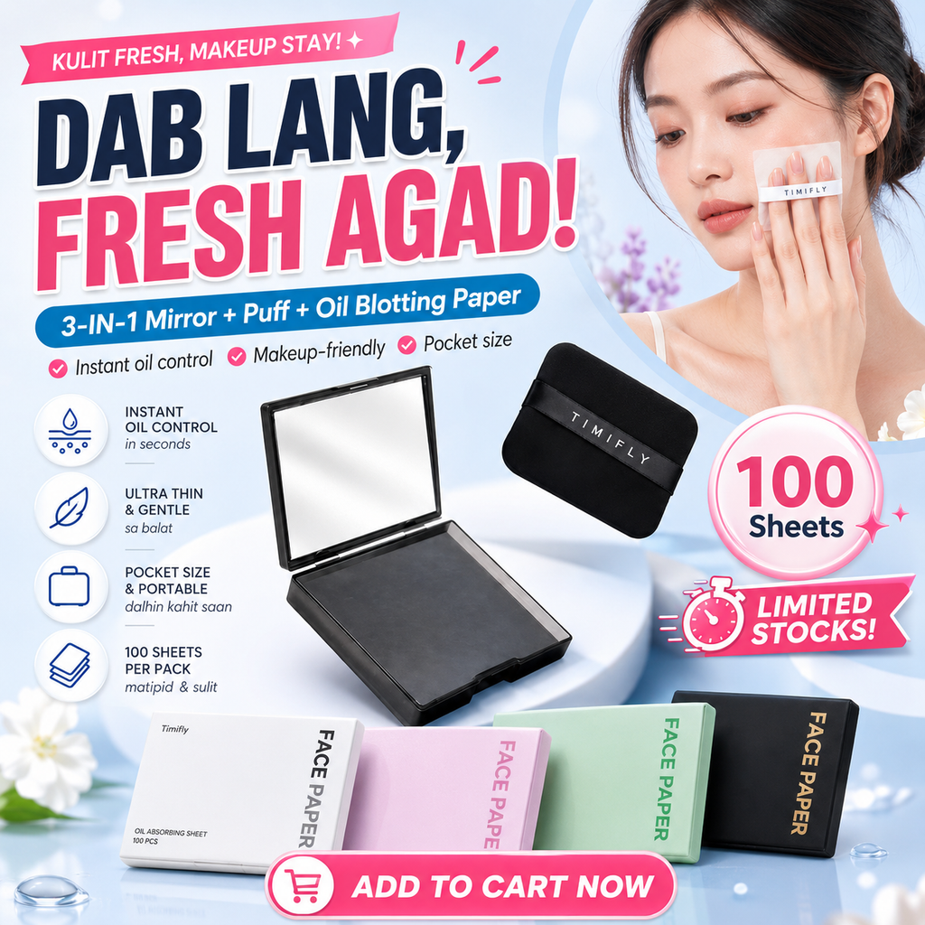 100 Sheets Face Oil Blotting Paper with Mirror and Puff