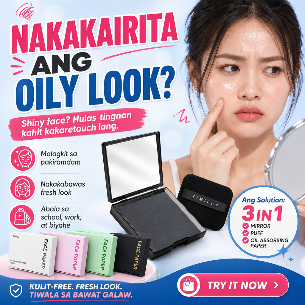 100 Sheets Face Oil Blotting Paper with Mirror and Puff