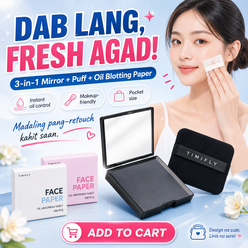100 Sheets Face Oil Blotting Paper with Mirror and Puff