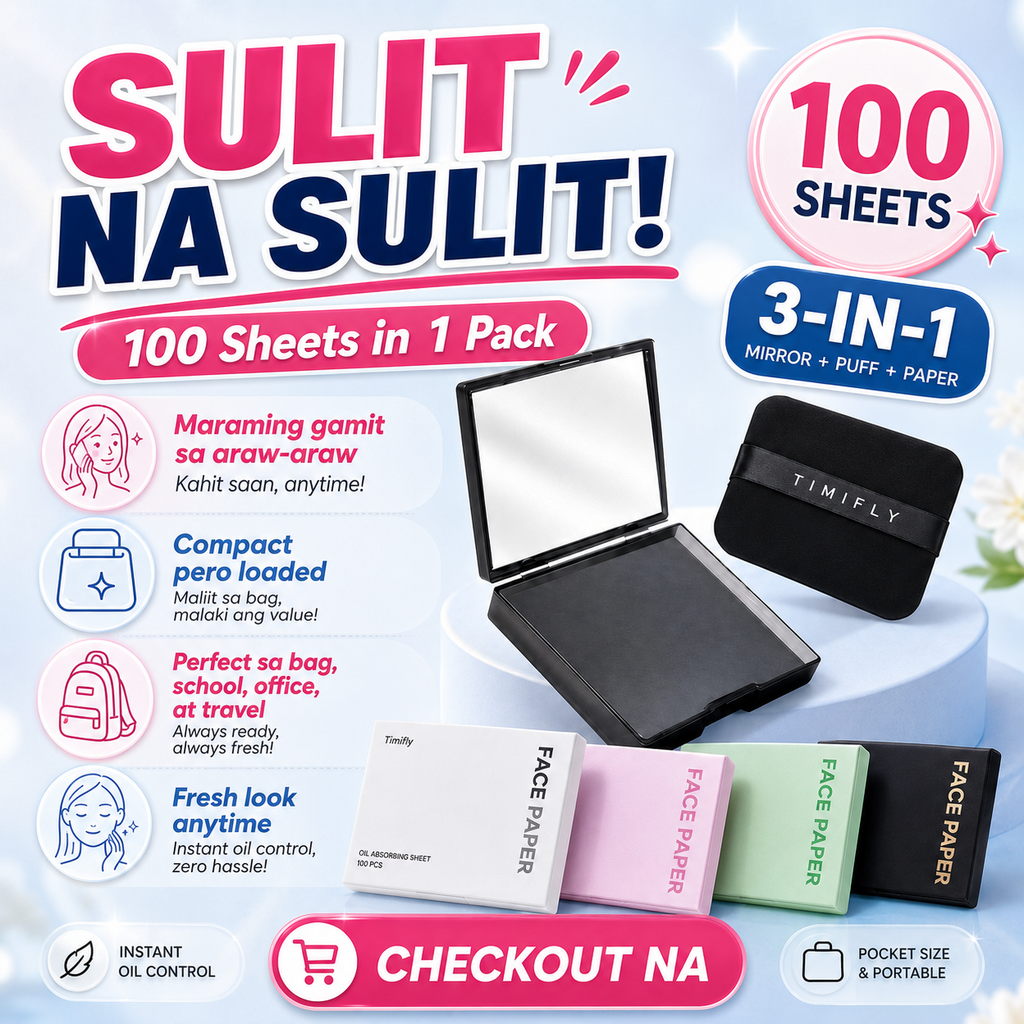 100 Sheets Face Oil Blotting Paper with Mirror and Puff
