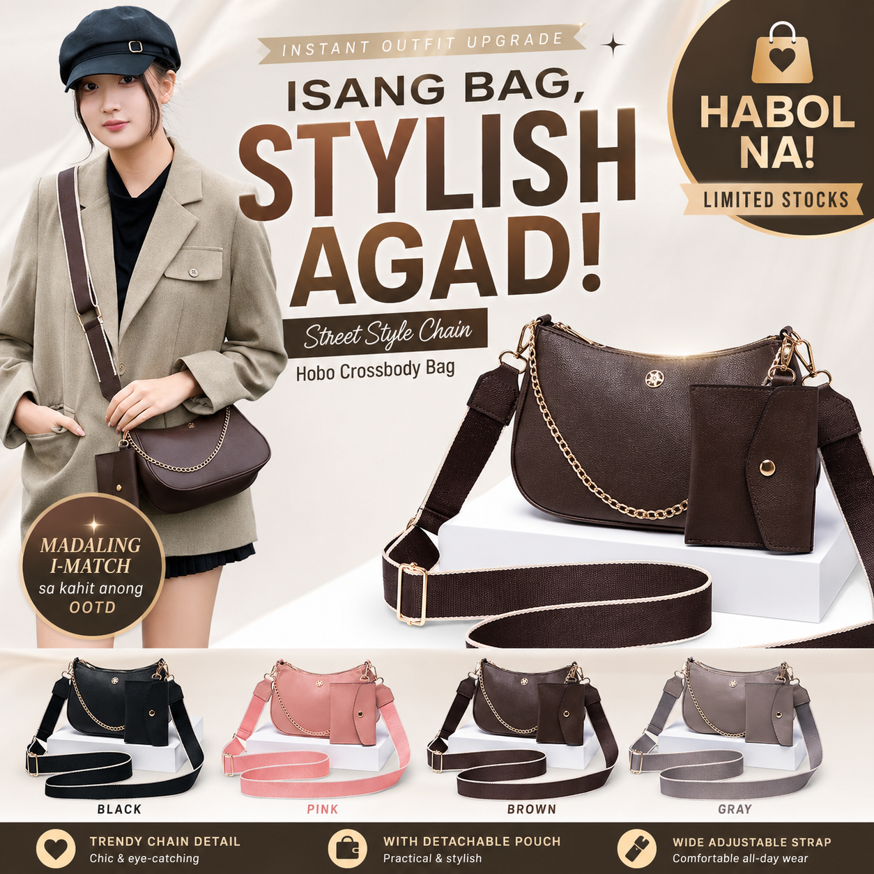 Street Style Chain Hobo Crossbody Bag