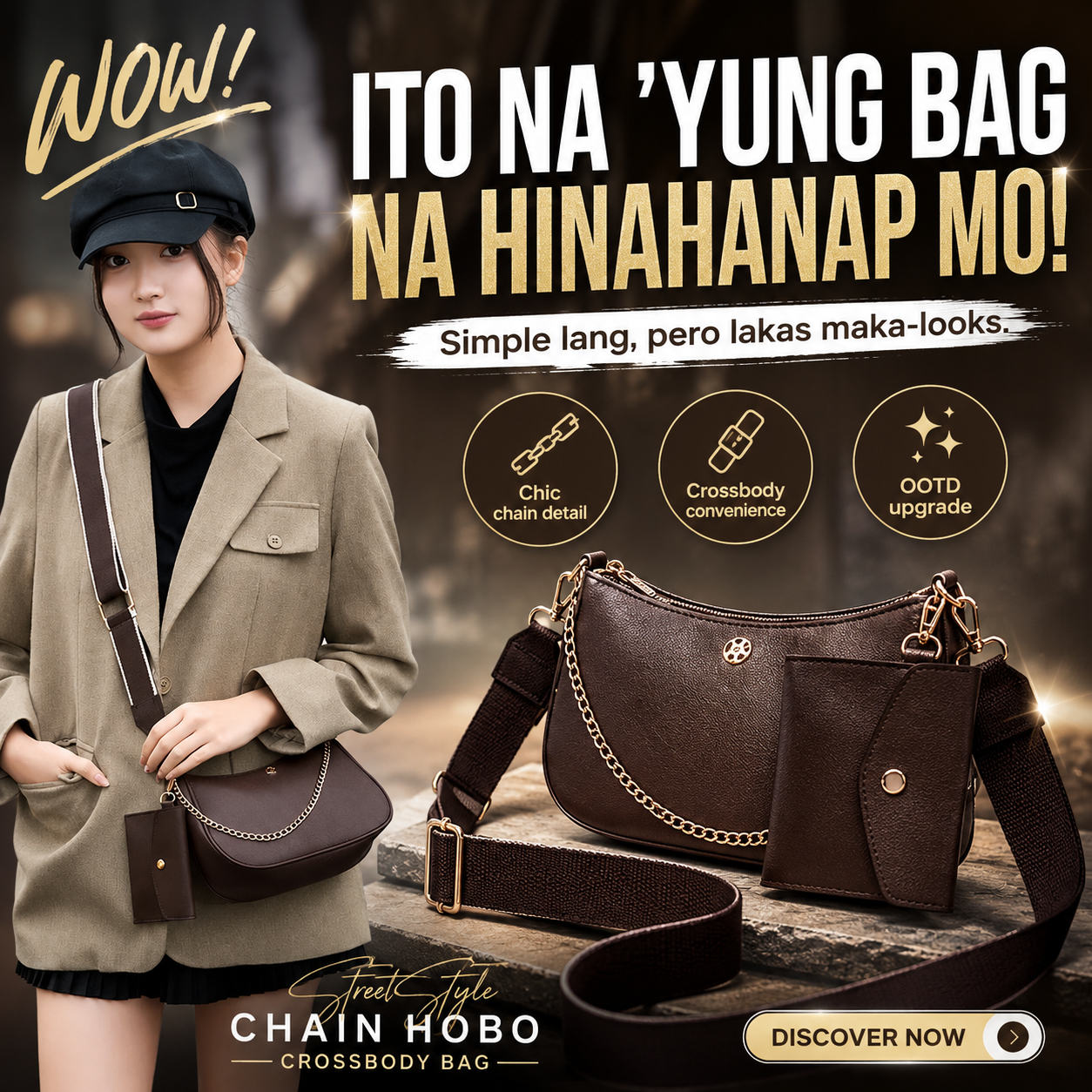 Street Style Chain Hobo Crossbody Bag