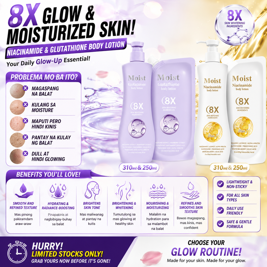MOIST Niacinamide & Glutathione Body Lotion 8x Skin Whitening