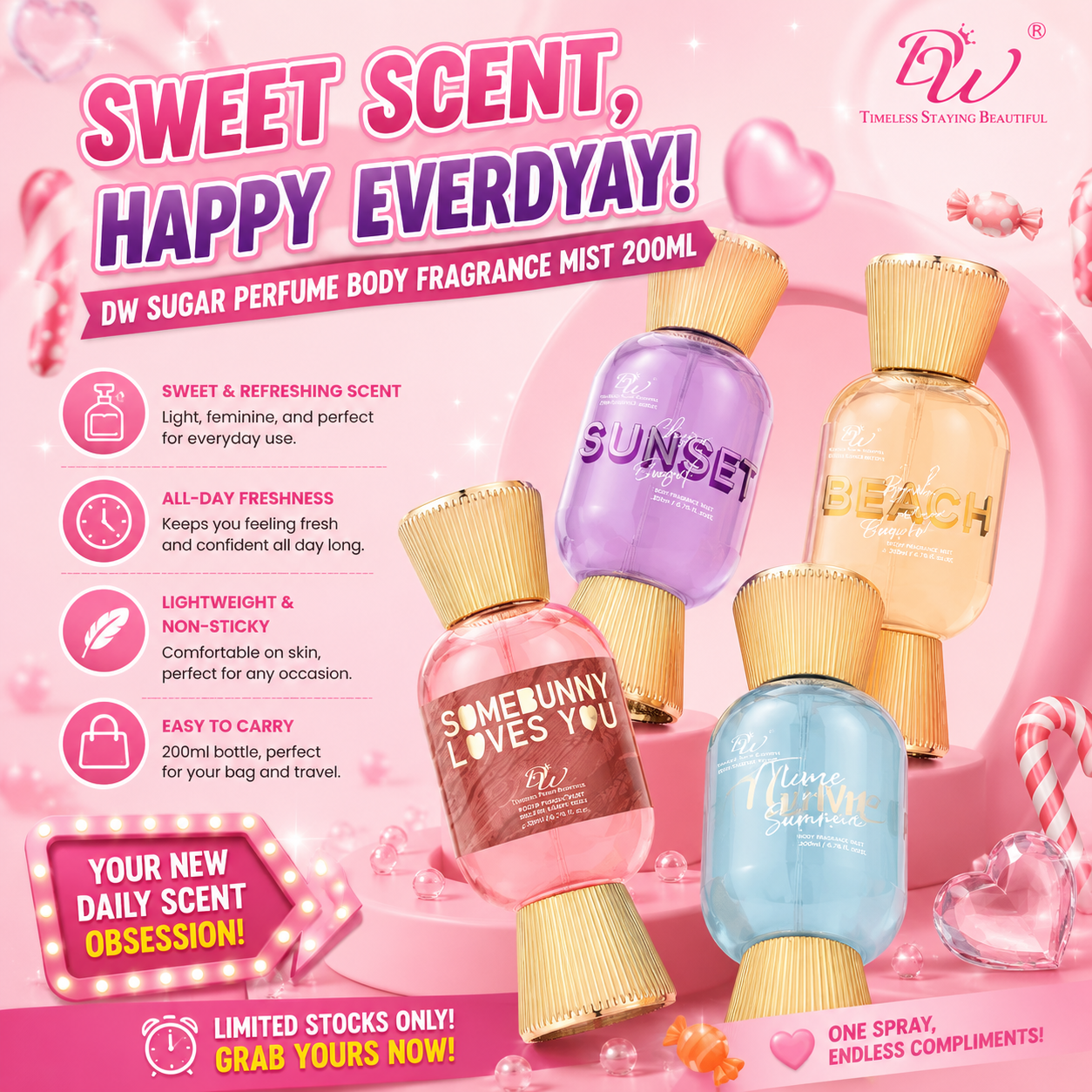 DW Sugar Perfume Body Fragrance Mist 200ml