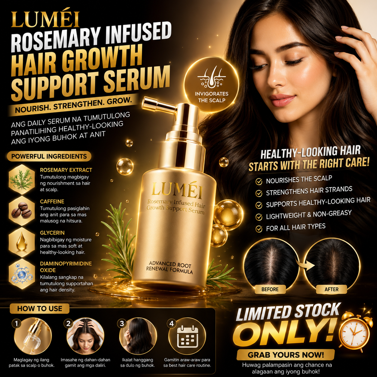 LUMÉI Rosemary Infused Hair Growth Support Serum